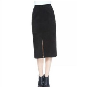 NEW $898 Alexa Chung for AG Black Suede Midi Skirt